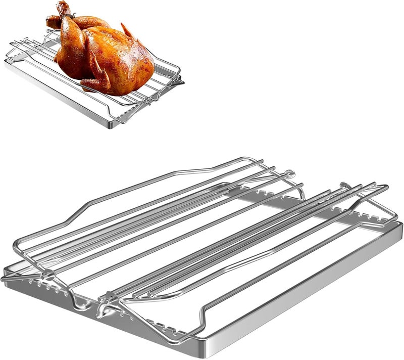 BQMAX Adjustable Turkey Chicken Roasting Rack, Universal Rib Roasting Rack, V-Shaped Turkey Roasting Rack - Image 1